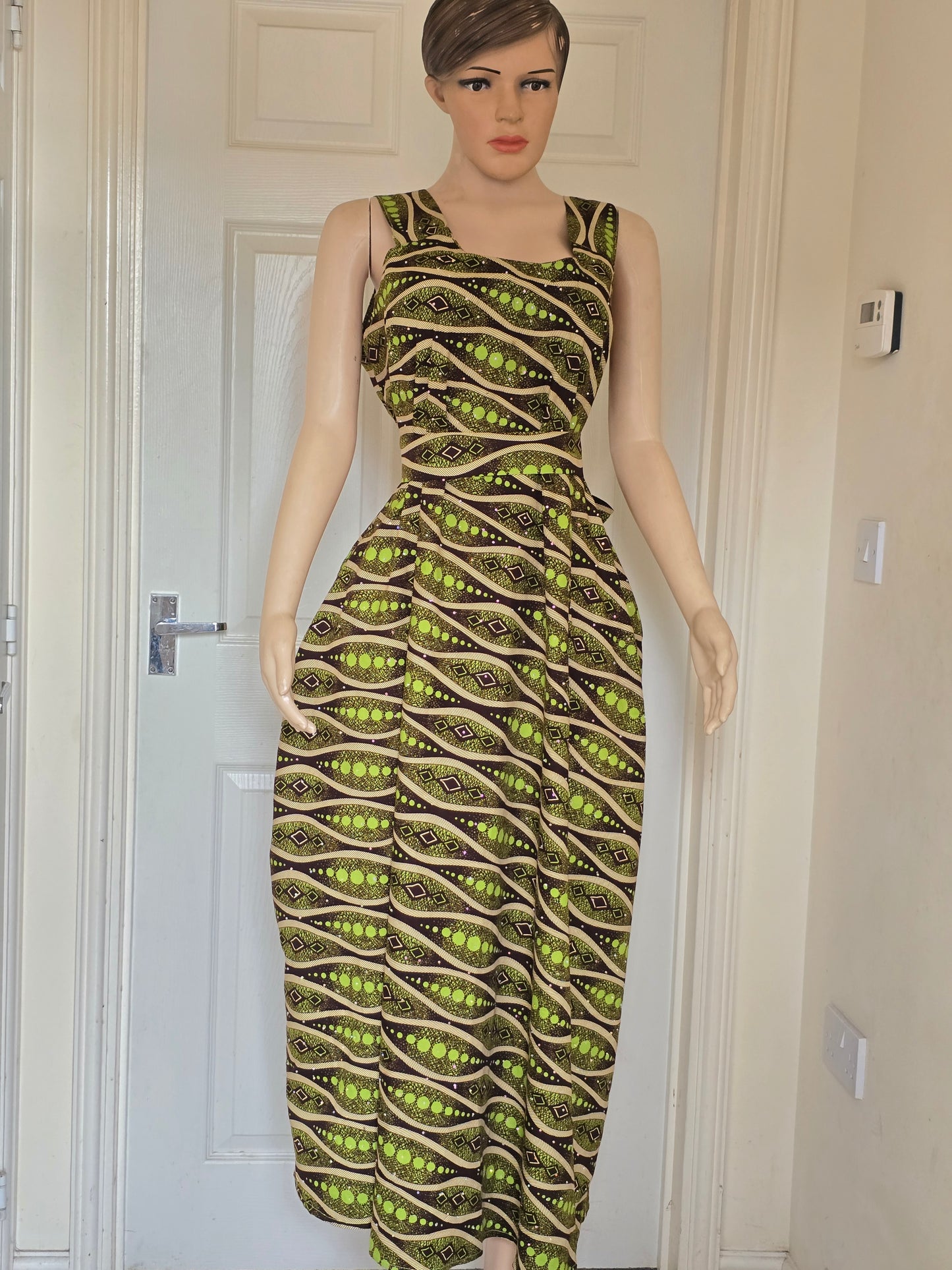 Women’s Ankara Flare Gown – Free Size African Dress, Elegant Party & Occasion Wear”