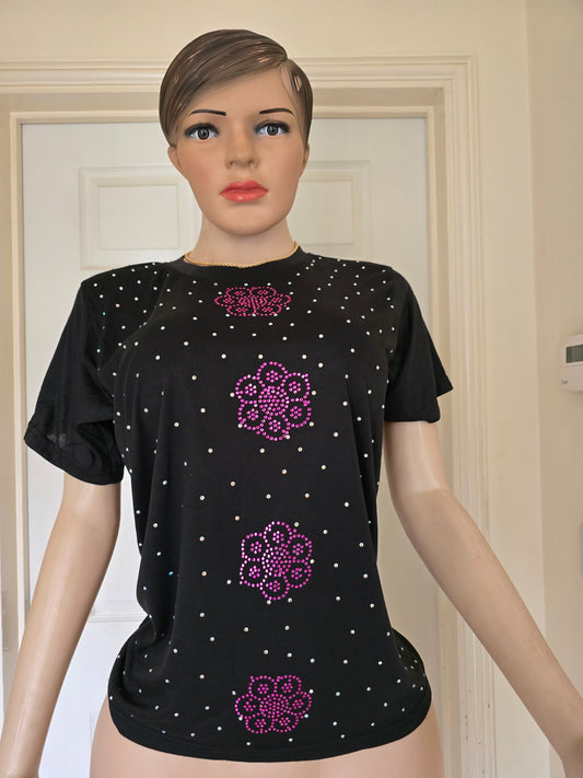 Women’s Bling T-Shirt – Sparkly Fashion Top, XL Size, Party & Streetwear Style