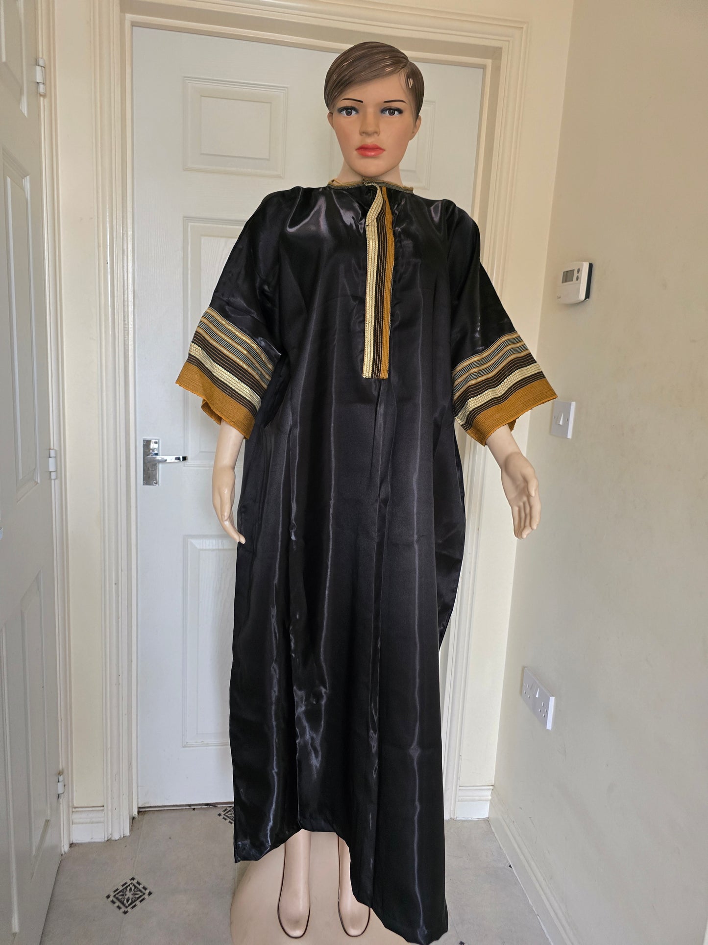 Women’s Mikado Gown with Aso Oke – Elegant African Occasion Dress, Ready-to-Wear