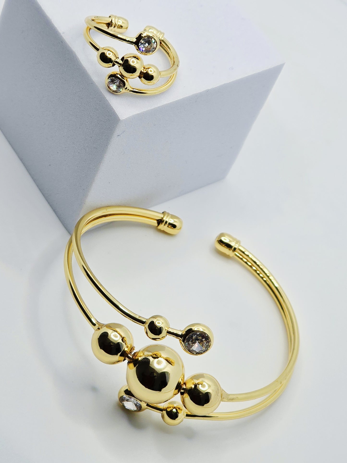 Women’s Gold Plated Bracelet and Ring Set