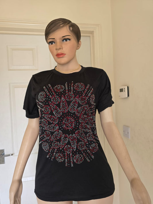 Women’s Bling T-Shirt – Sparkly Fashion Top, L Size, Party & Streetwear Style