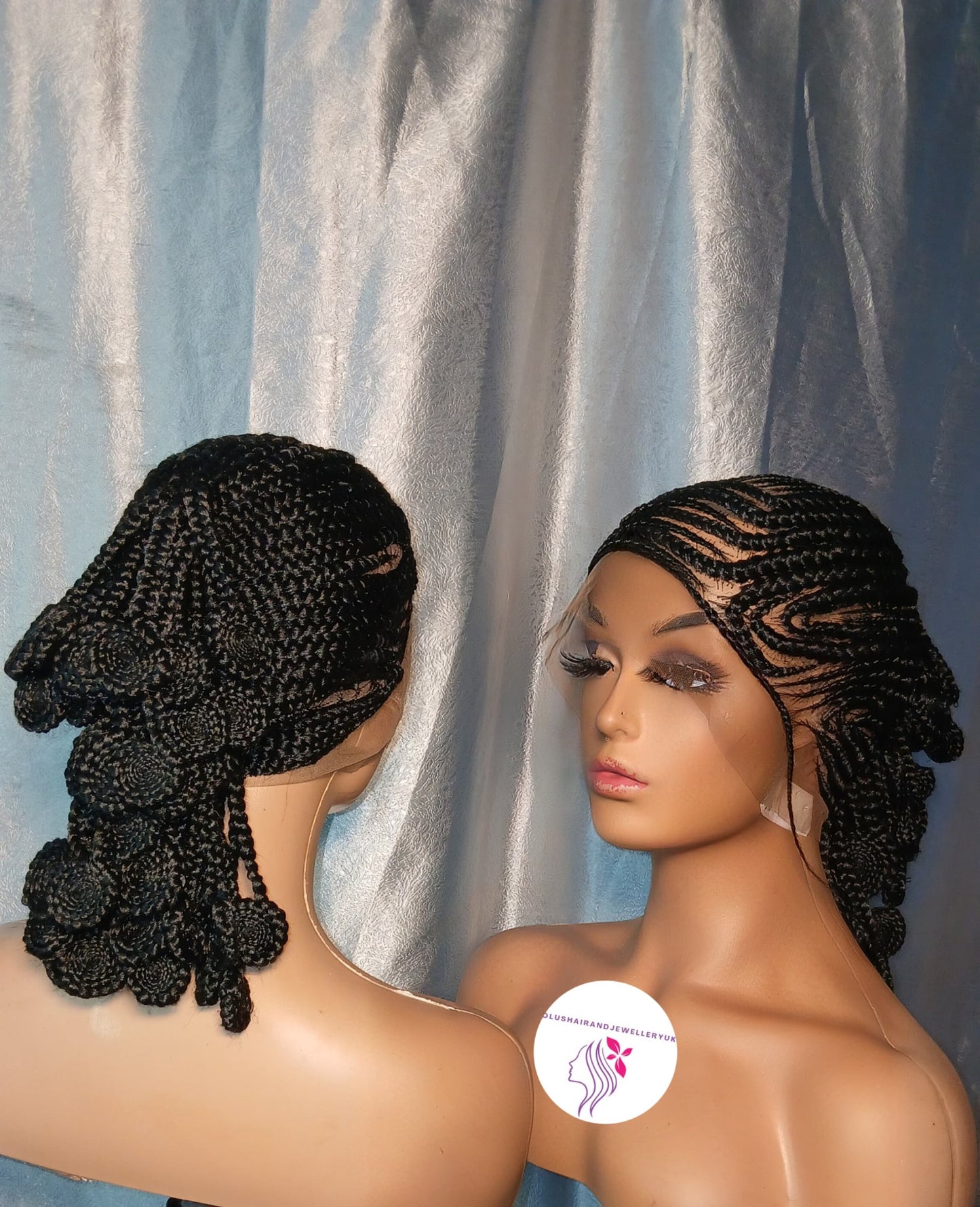 “Full Lace Patewo Braided Wig with Curly Tip and Baby Hair – Women’s Synthetic & Natural Hair