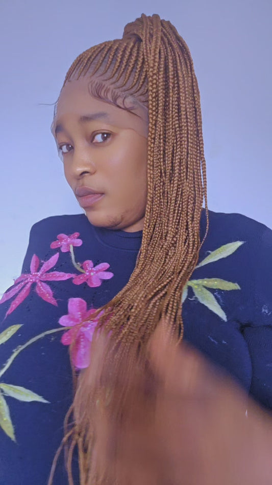 Skuku Braided Wig with Baby Hair – Full Lace Natural Look Protective Hairstyle for Women”
