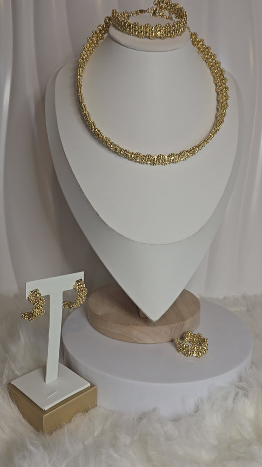 Gold Plated Jewelry Set for Women – Elegant Necklace, Earrings & Bracelet