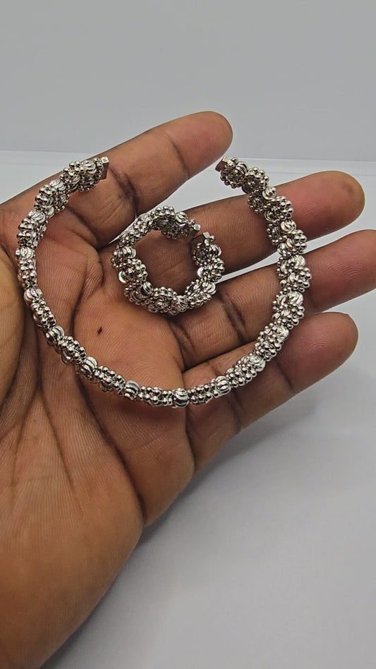Gold Plated Silver Bracelet with Ring – Elegant Hand Jewelry Set for Women