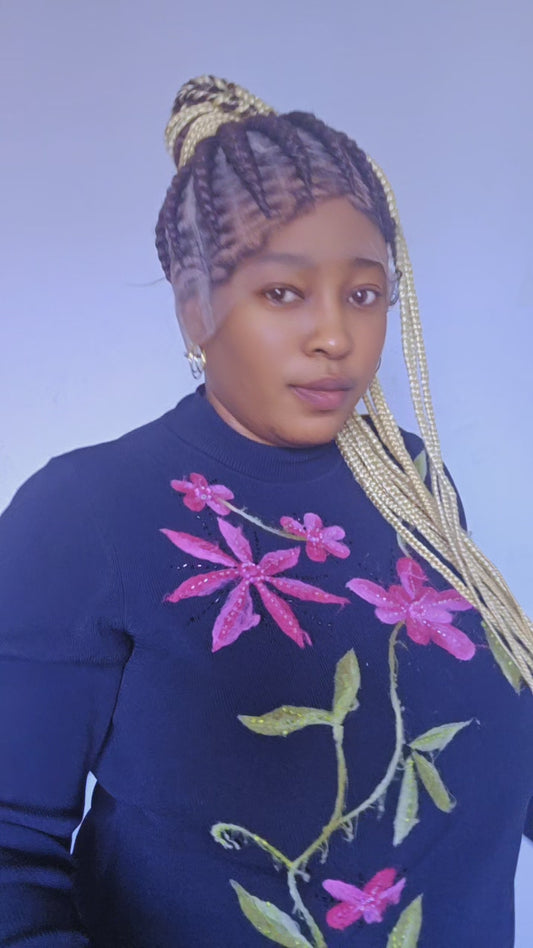 Skuku Braided Wig with Baby Hair – Full Lace Natural Look Protective Hairstyle for Women