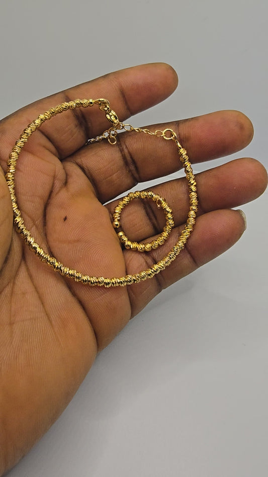Gold Plated Bracelet and Ring Set – Elegant Women’s Jewelry, Everyday & Party Wear