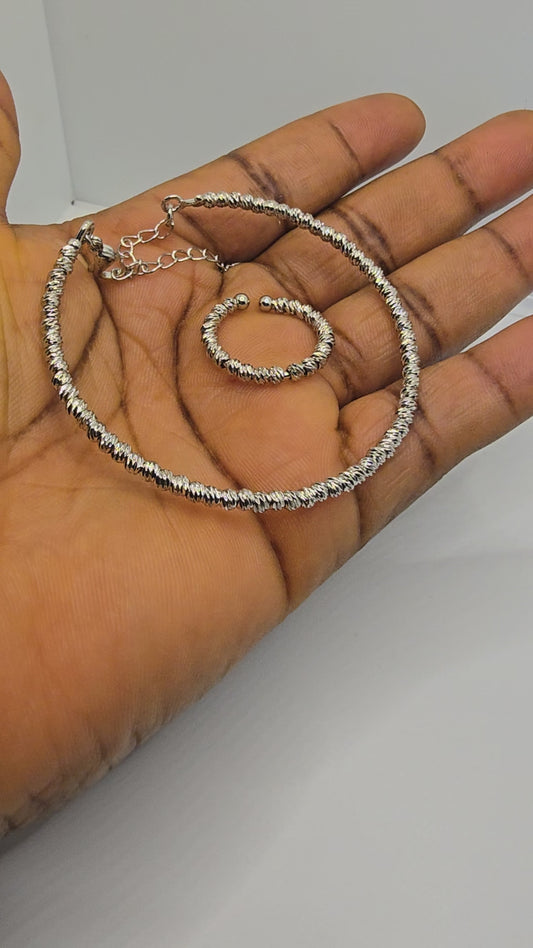 Gold Plated Silver Bracelet and Ring Set – Elegant Women’s Jewelry for Everyday & Party Wear”