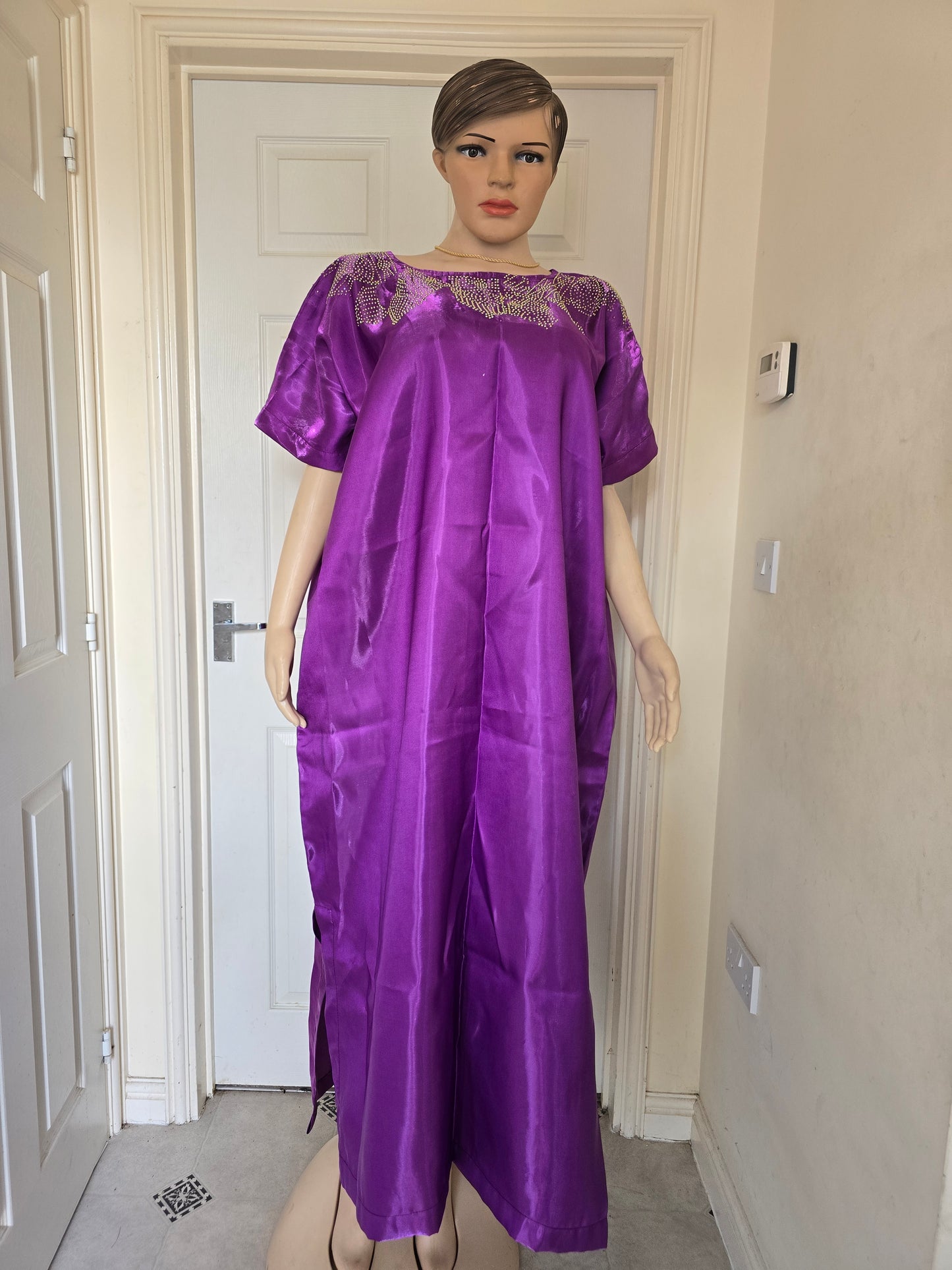 Ready-to-Wear Mikado Gown – Elegant 56” Length with Touch of Bling | Free Size