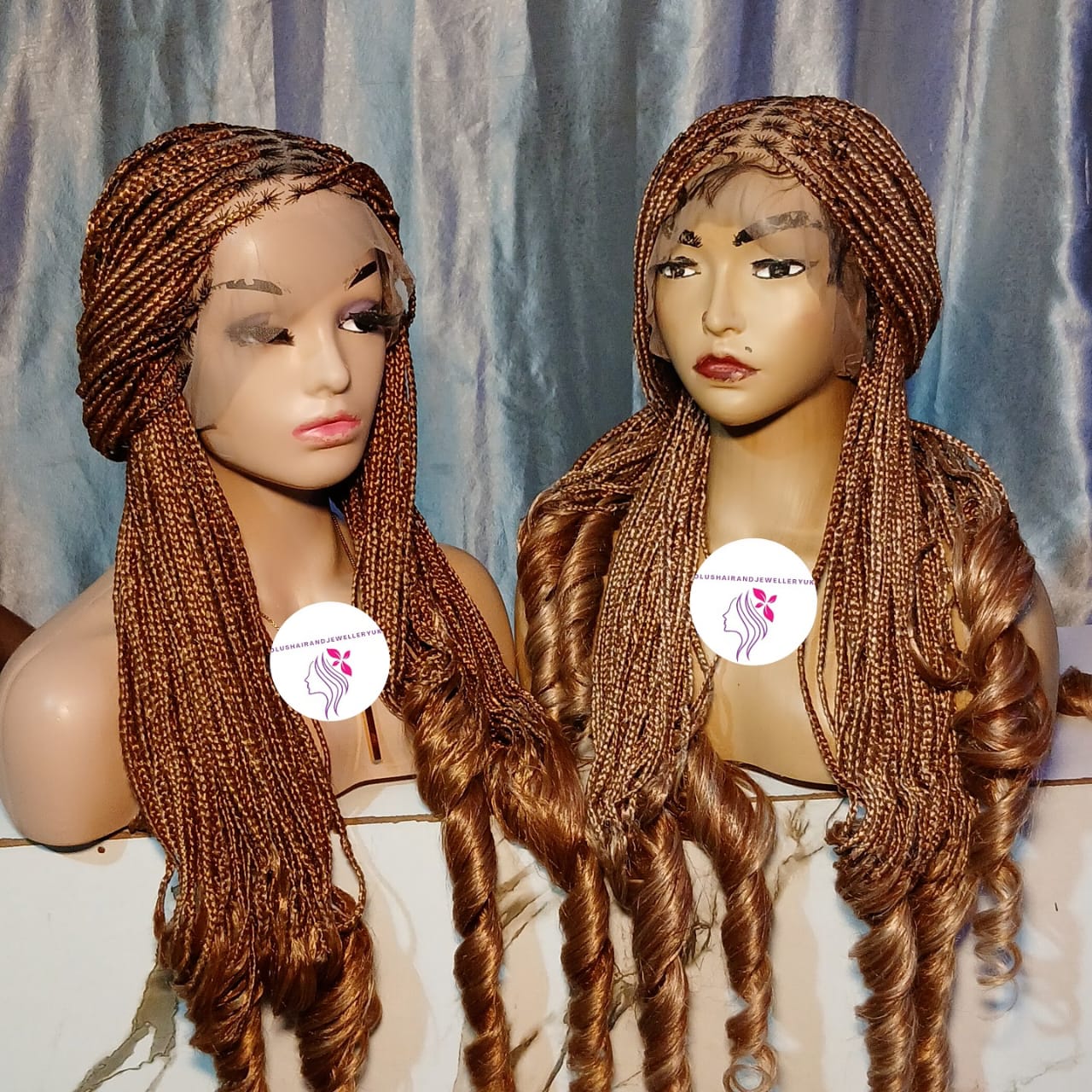 Full Lace French Curl Braided Wig – Women’s Synthetic & Natural Hair, Stylish Protective Style