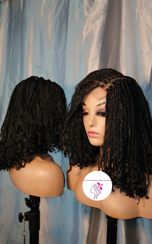 Full Lace Short Boho Braided Wig with Baby Hair – Women’s Synthetic & Natural Hair